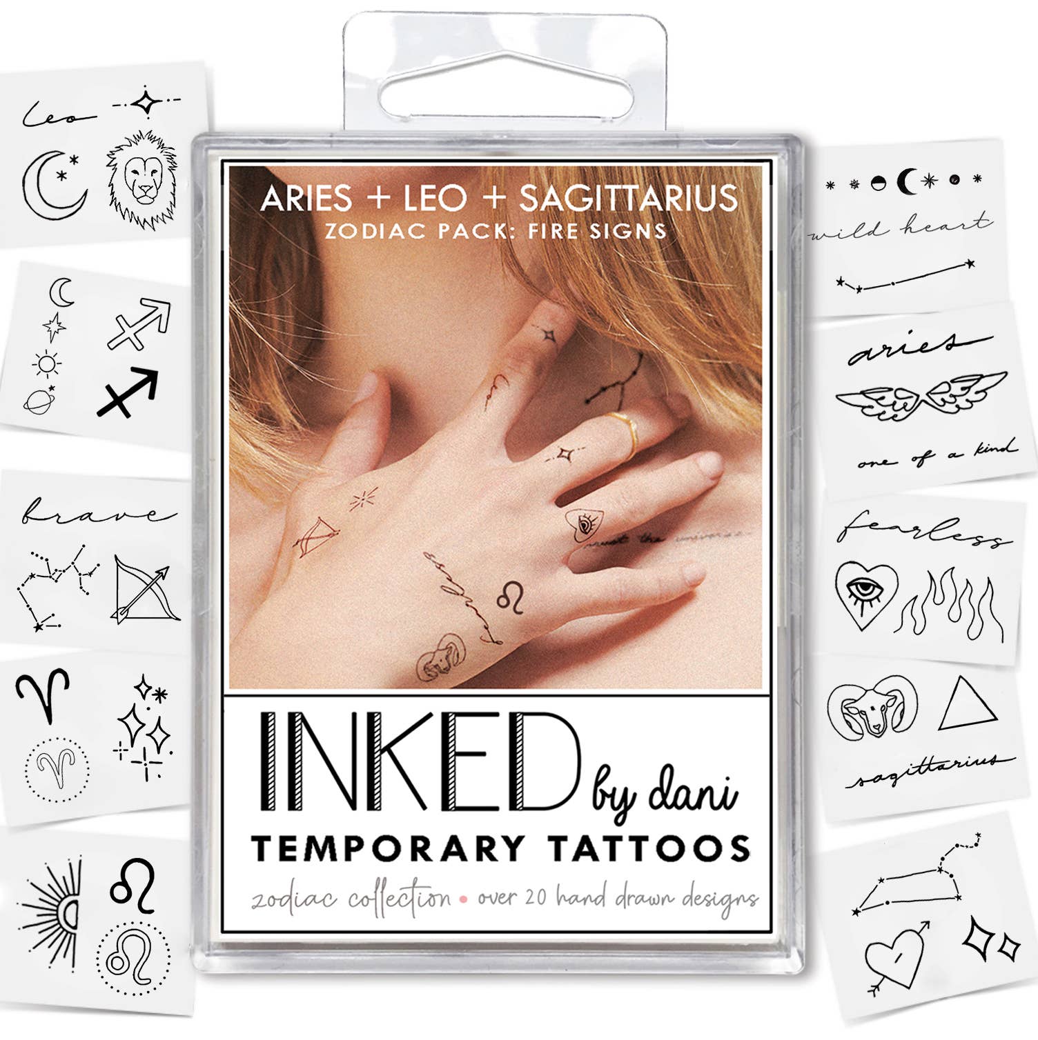 INKED by Dani Temporary Tattoo Fire Signs Pack - Aries, Leo, Sagittarius |  ASOS